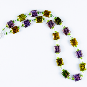 Green/purple mottled pillow necklace Green/purple mottled pillow necklace