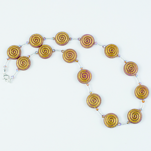 Pale pink/golden swirl Czech glass necklace Pale pink/golden swirl Czech glass necklace