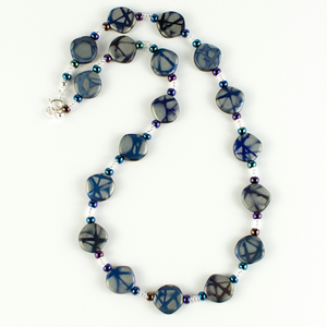 Dark blue lace 15mm coin necklace Dark blue lace 15mm coin necklace