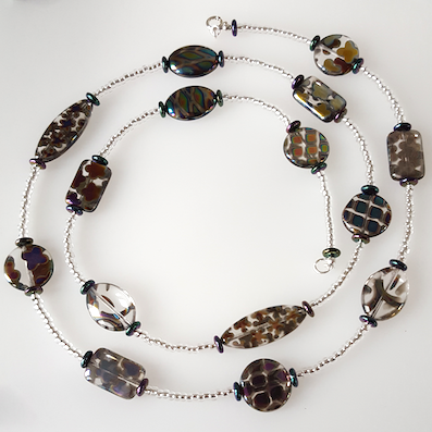 Clear multi mixed, Czech glass long length necklace