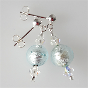 Ice blue Murano post earrings Ice blue Murano post earrings