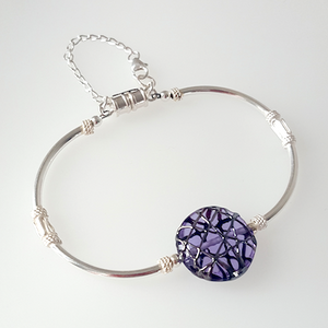 Purple disc lamp-work bead and silver bracelet Purple disc lamp-work bead and silver bracelet