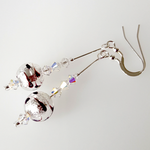 Silver foiled 10mm Murano hook earrings Silver foiled 10mm Murano hook earrings
