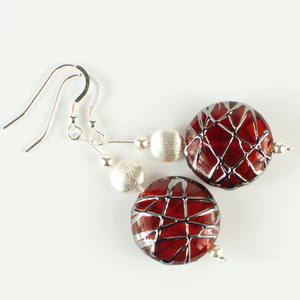 Red disc lamp-work hook earrings Red disc lamp-work hook earrings