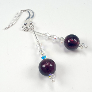 Maroon Murano glass & crystal hook earrings Maroon Murano glass & crystal hook earrings