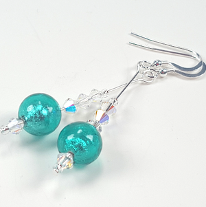 Aqua Murano glass hook earrings Aqua Murano glass hook earrings