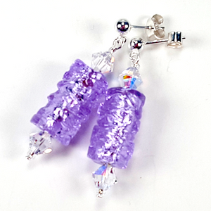Lampwork lilac cylinder post earrings Lampwork lilac cylinder post earrings