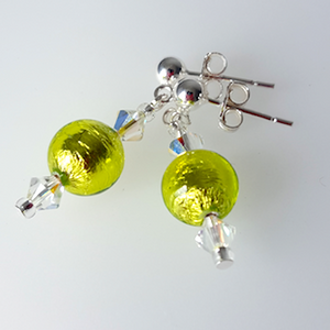 Lime green Murano post earrings. 8mm Lime green Murano post earrings. 8mm
