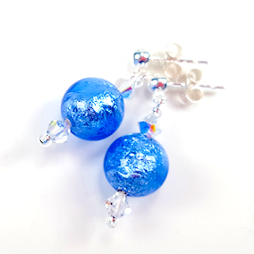 Mid blue Murano post earrings Mid blue Murano post earrings
