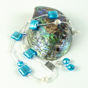 Aqua, Murano glass and pearl mix necklace Aqua, Murano glass and pearl mix necklace