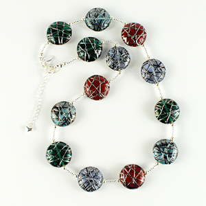 Multi coloured Czech lamp-work disc necklace Multi coloured Czech lamp-work disc necklace