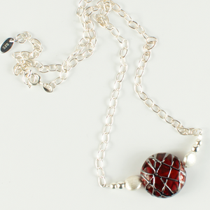 Red disc lamp-work and Sterling silver chain necklace Red disc lamp-work and Sterling silver chain necklace