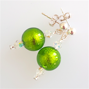 Lime green Murano post earrings Lime green Murano post earrings