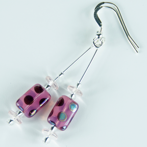 Pink multi spot lozenge hook earrings. Pink multi spot lozenge hook earrings.