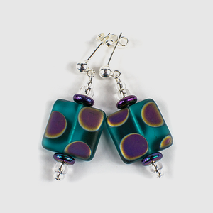 Teal square spot post earrings Teal square spot post earrings