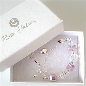 Pink/clear crystal slider bracelet (small) Pink/clear crystal slider bracelet (small)