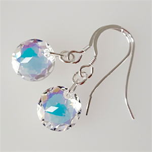 Crystal AB domed disc hook earrings Crystal AB domed disc hook earrings