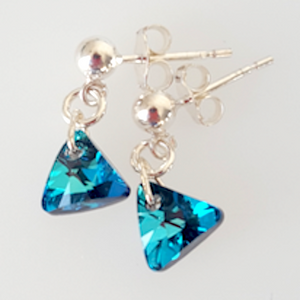 Bermuda blue 8mm pyramid crystal post earrings Bermuda blue 8mm pyramid crystal post earrings
