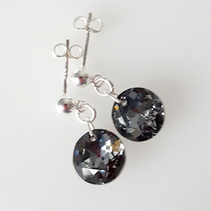 Black diamond crystal domed disc post earrings Black diamond crystal domed disc post earrings