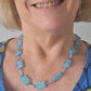 Rustic blue/blue rectangle necklace