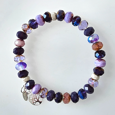 Warm purples Czech glass stretch bracelet