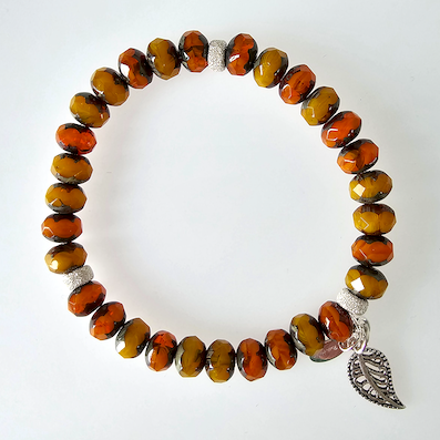 Tan mix, Czech glass stretch bracelet