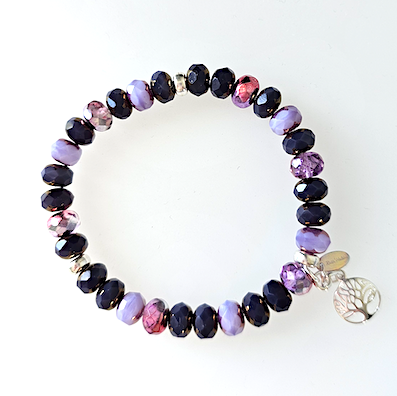 Purple mix Czech glass stretch bracelet