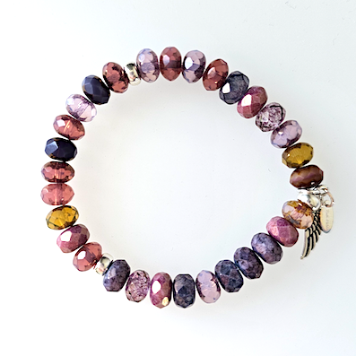 Rose pink mix Czech glass stretch bracelet