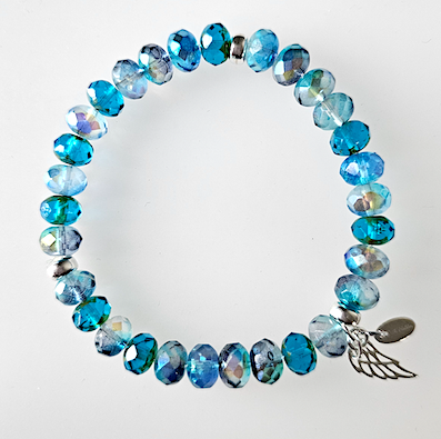 Turquoise mult, glass stretch bracelet