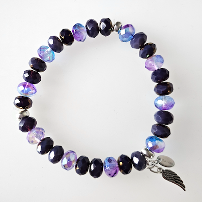 Rich purple mix stretch glass bracelet