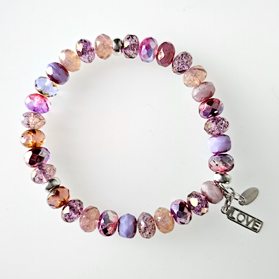 Soft pink/lilac glass stretch bracelet