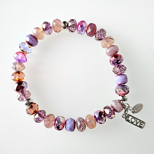 Soft pink/lilac glass stretch bracelet
