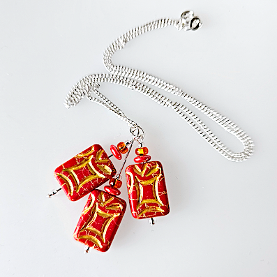 Rustic coral rectangle pendant