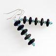 Cobalt layered discs & aqua crystal hook earrings