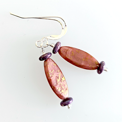 Golden shower, pink torpedo hook earrings
