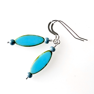Aqua torpedo, hook earrings