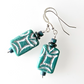 Rustic Aqua/white rectangle hook earrings