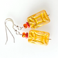 Rustic yellow rectangle hook earrings