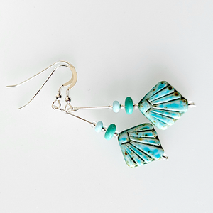 Turquoise diafan hook earrings