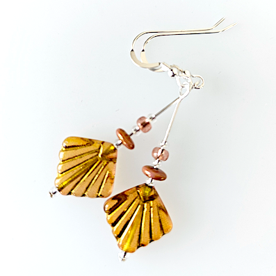 Peachy/apricot diafan hook earrings