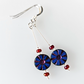 Cobalt/red wheel hook earrings
