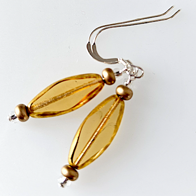 Golden rhombus hook earrings