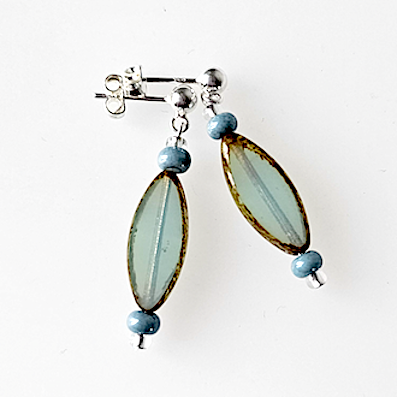 Aqua torpedo post earrings