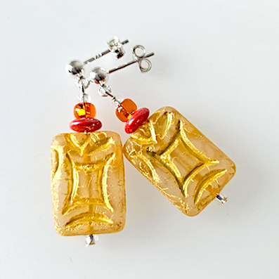 Rustic yellow rectangle post earrings