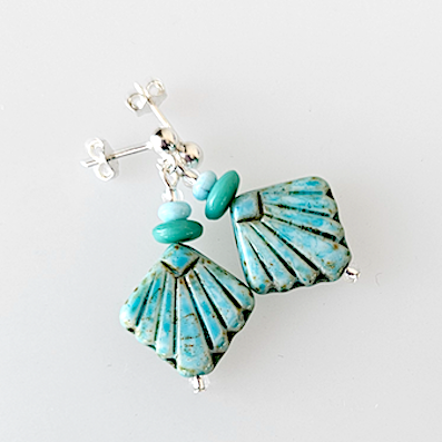Turquoise diafan post earrings