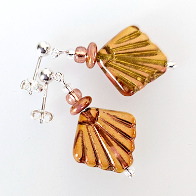Peachy/apricot diafan post earrings