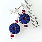 Cobalt/red wheel post earrings