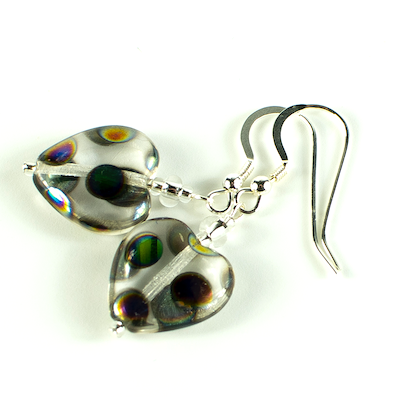 Multi spot clear Czech glass hook earrings