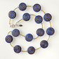 BrIght blue/bronze swirl Czech glass necklace
