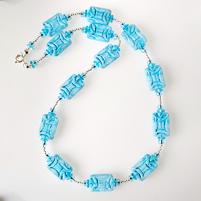 Rustic blue/blue rectangle necklace